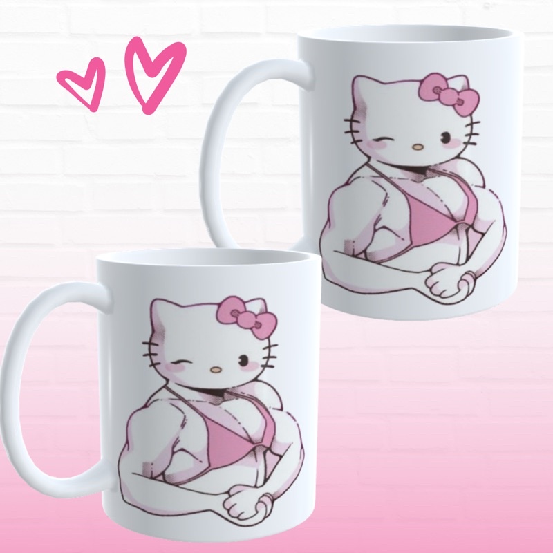 Caneca Porcelana Hello Kitty Bodybuilder Maromba Fitness Piscadinha Caneca Porcelana Hello Kitty Bodybuilder Maromba Fitness Piscadinha
